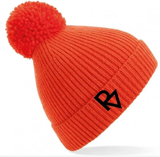 Knitted Ribbed Pom Pom Beanie