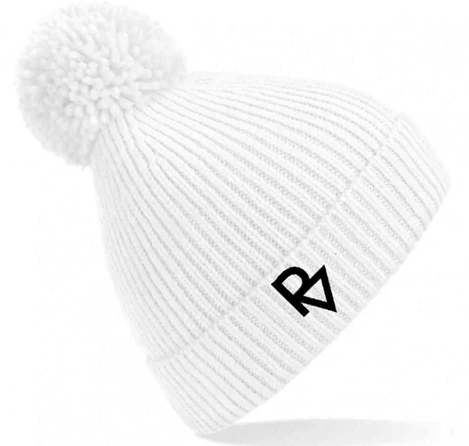 Knitted Ribbed Pom Pom Beanie